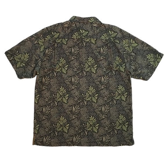 Tommy Bahama Men's Button Front Hawaiian Shirt Brown/Green Floral Leaves Silk L - Picture 5 of 6